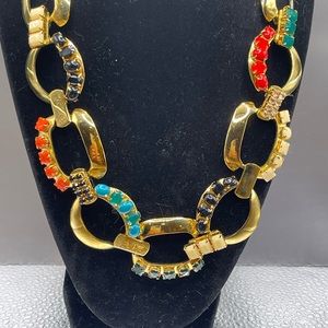 Kate Spade RARE stunning gold link necklace with colored stones